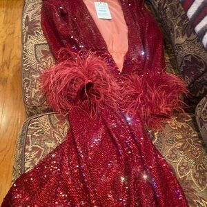 Zara Burgundy Sequin Cardigan